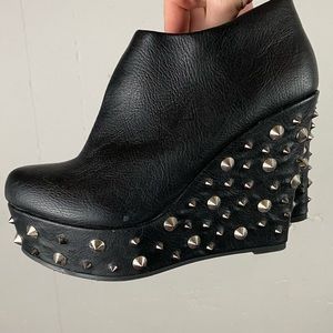 Wedge Ankle Boots with Studded Spikes